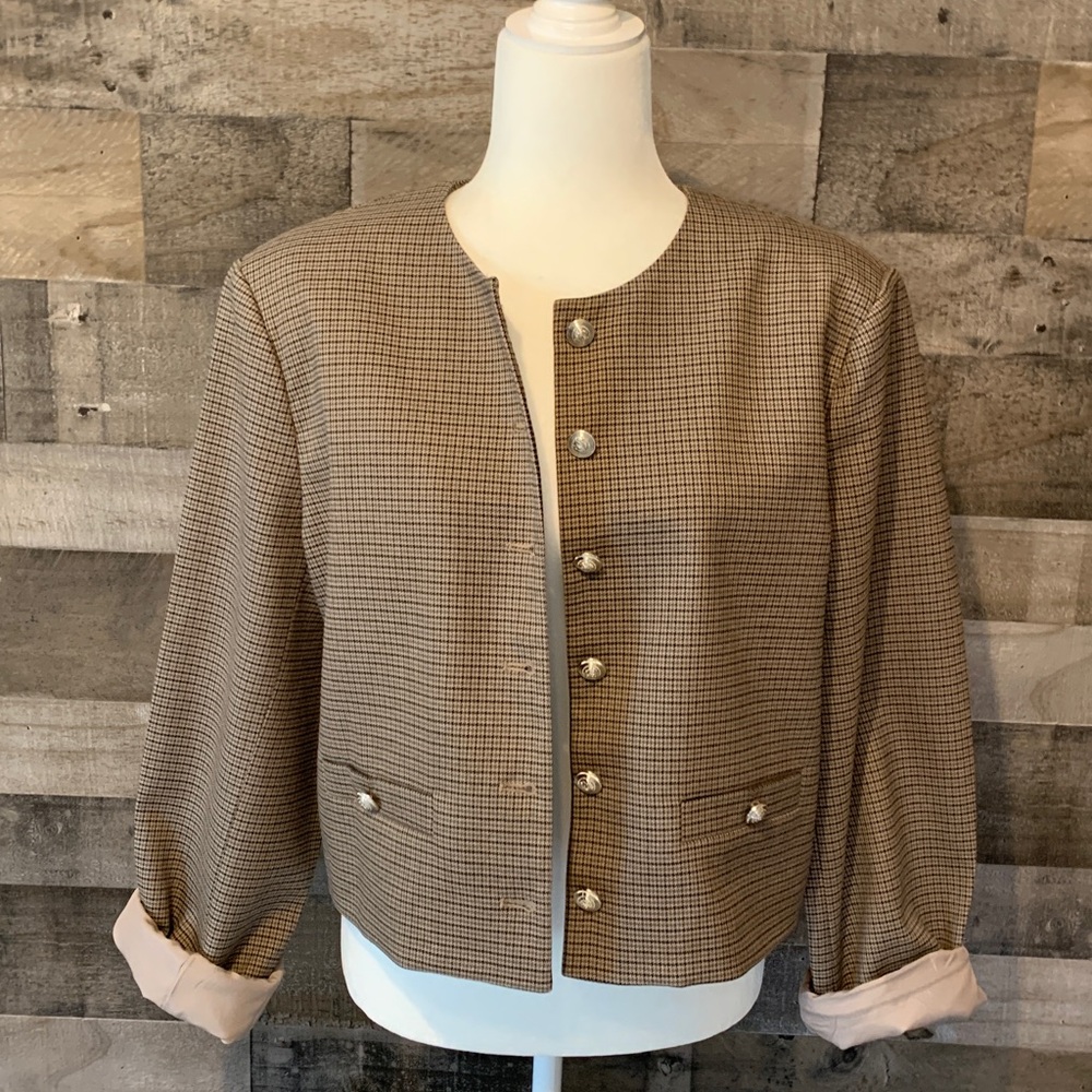 H&M Houndstooth Jacket with gold buttons Size M - Picture 14 of 16
